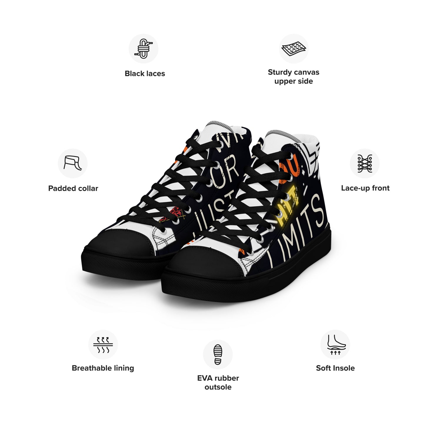 Jayp'5: Hit limits collection Men's high-top canvas sneakers VPF3