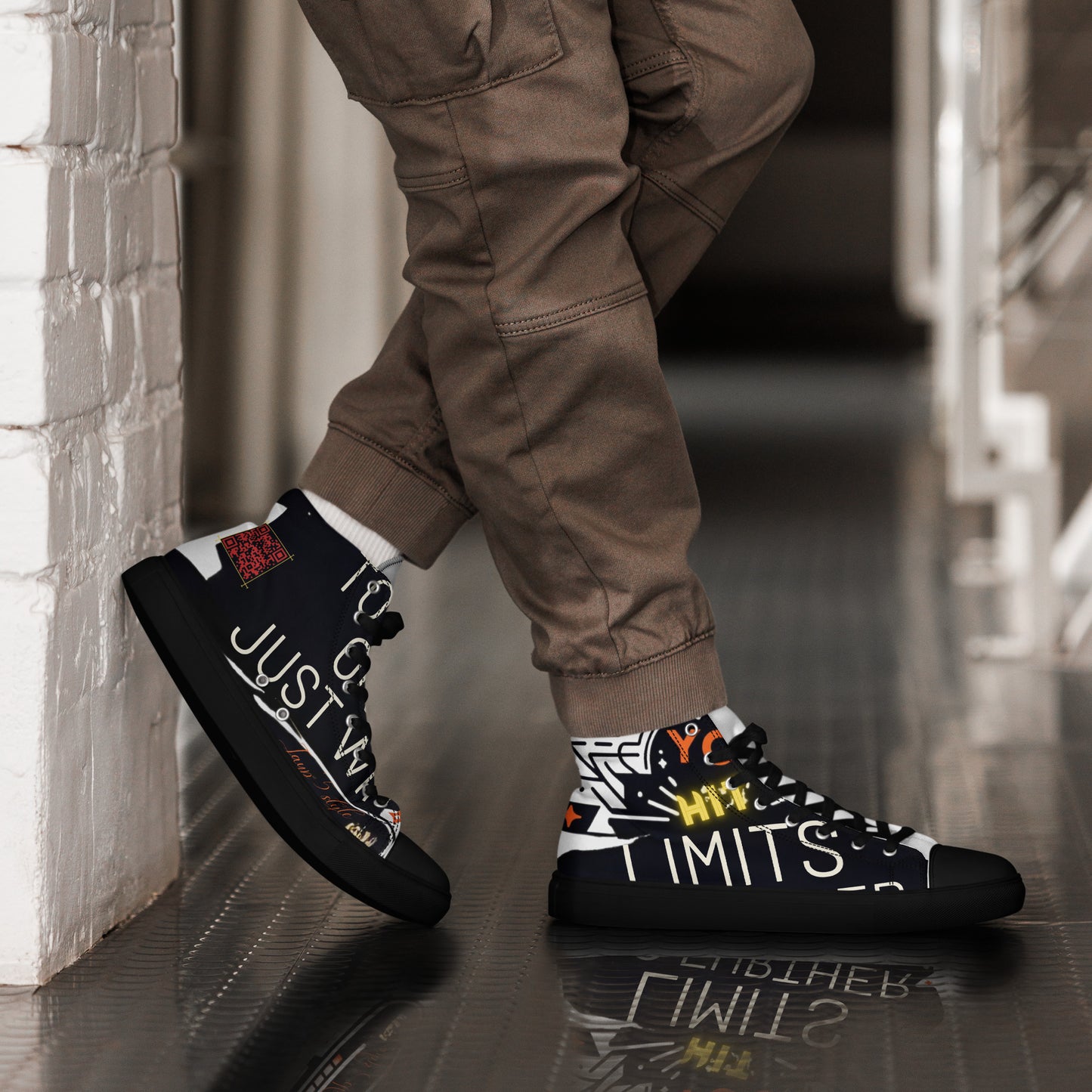 Jayp'5: Hit limits collection Men's high-top canvas sneakers VPF3