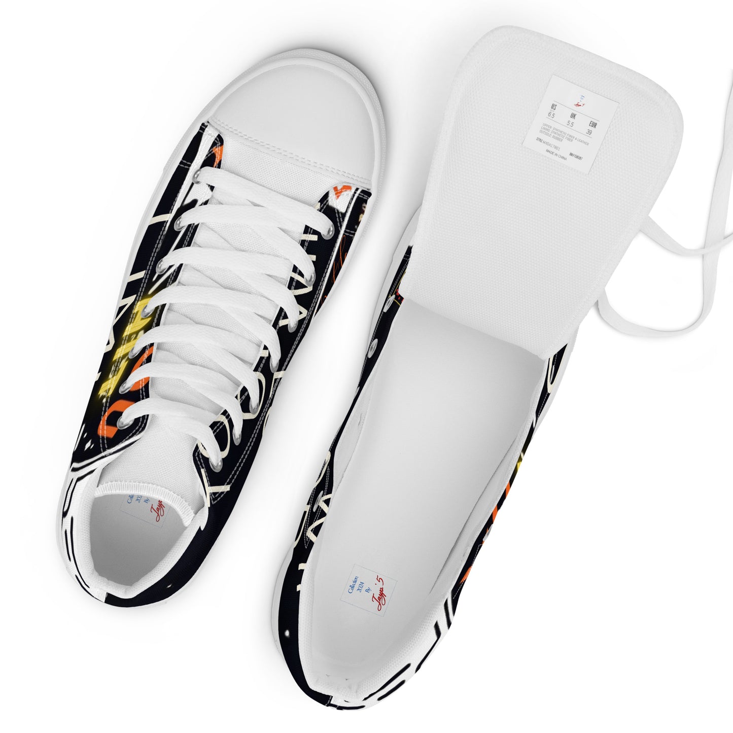 Jayp'5: Hit limits collection Men's high-top canvas sneakers VPF3